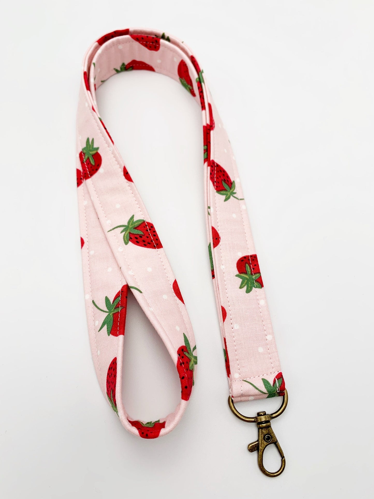 Pink Strawberry Lanyard Badge Holder