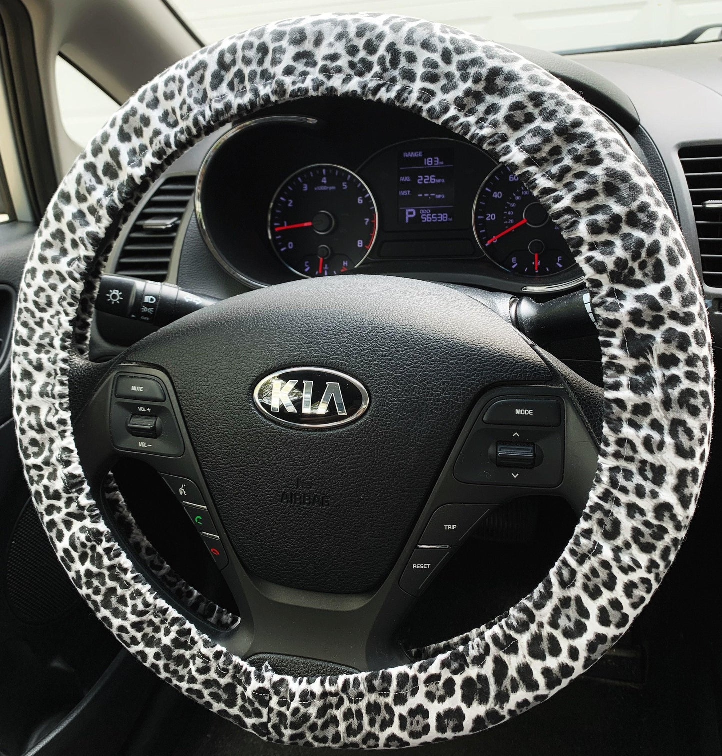 Gray Leopard Steering Wheel Cover