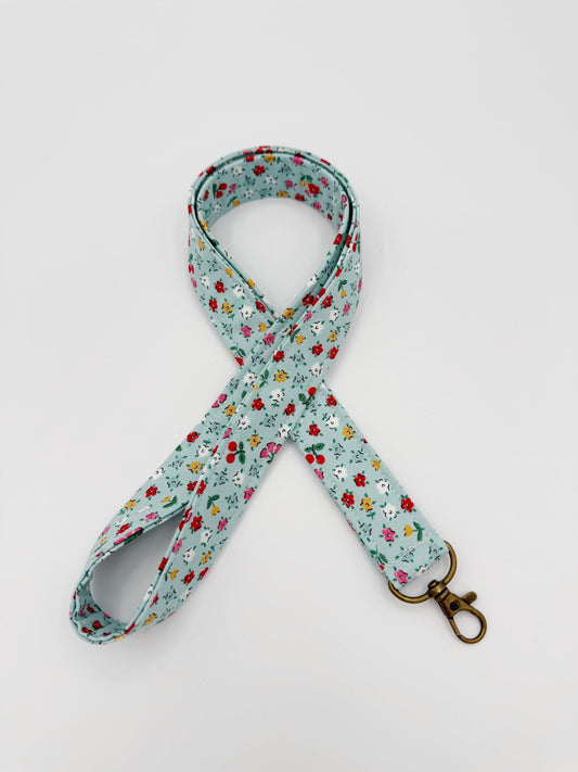 Blue Bitty Blossoms Lanyard Badge Holder
