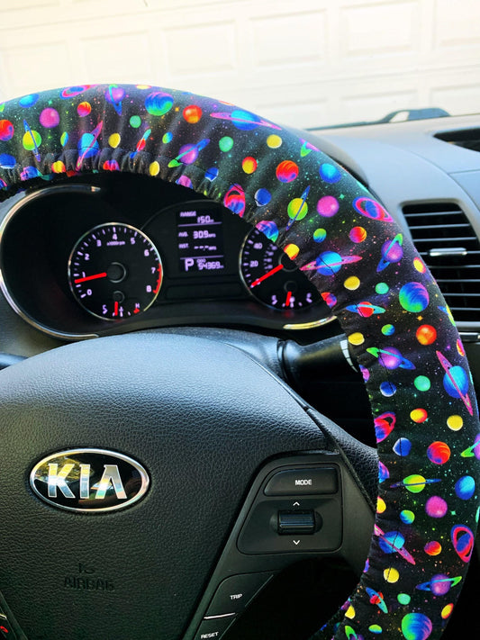 Neon Galaxy Planet Steering Wheel Cover