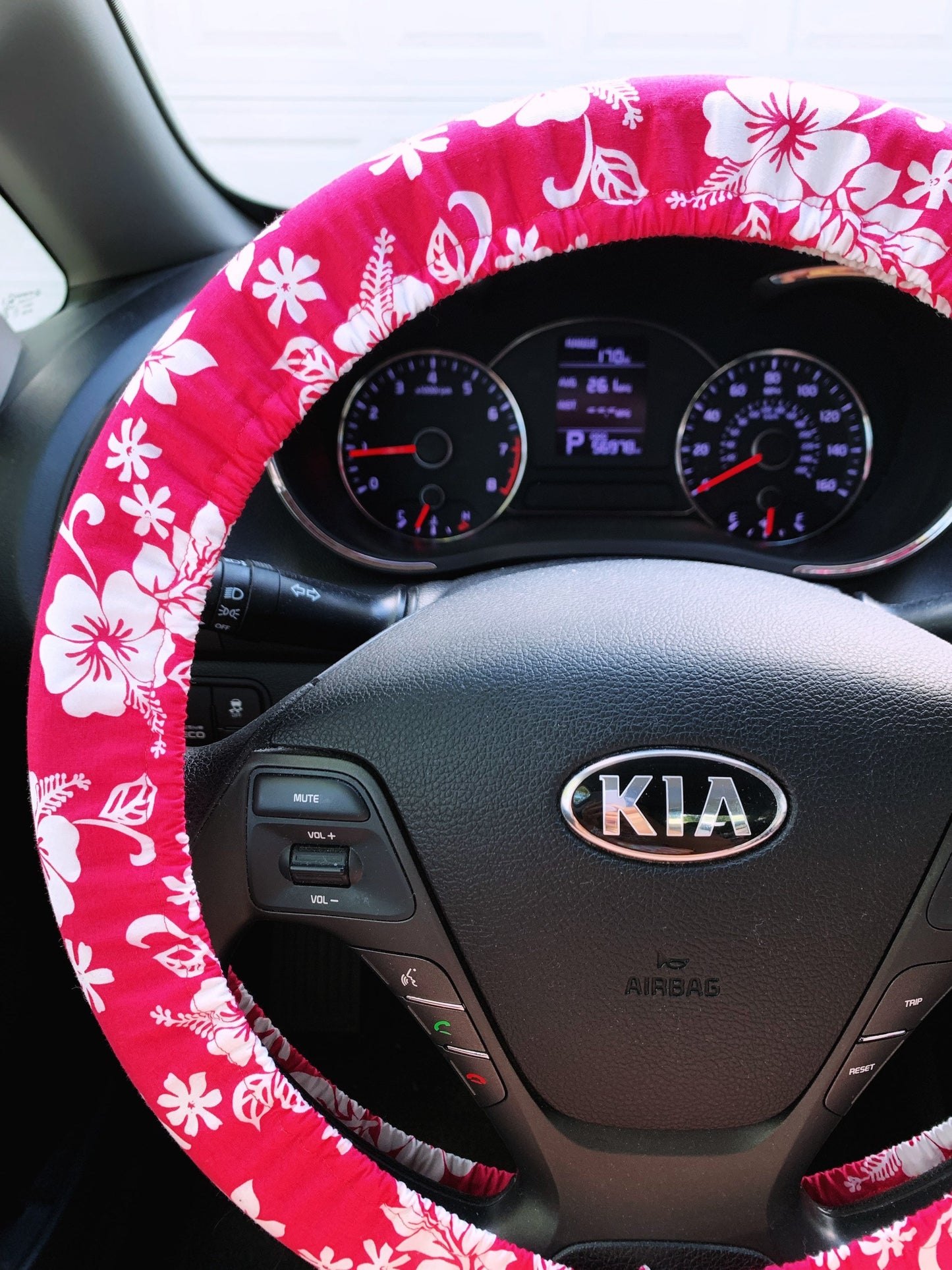 Hot Pink Hibiscus Steering Wheel Cover