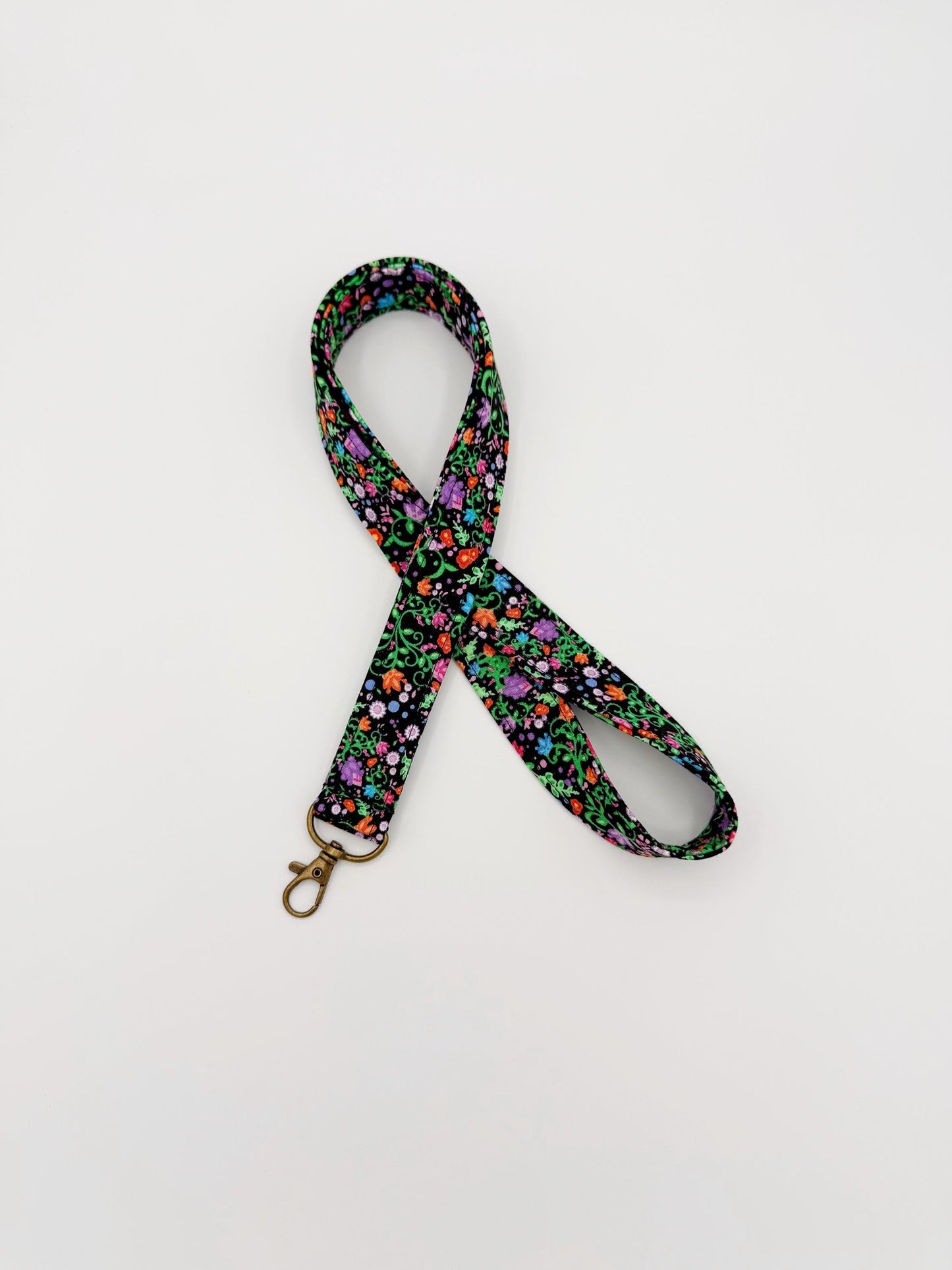 Black Wildflower Lanyard Badge Holder