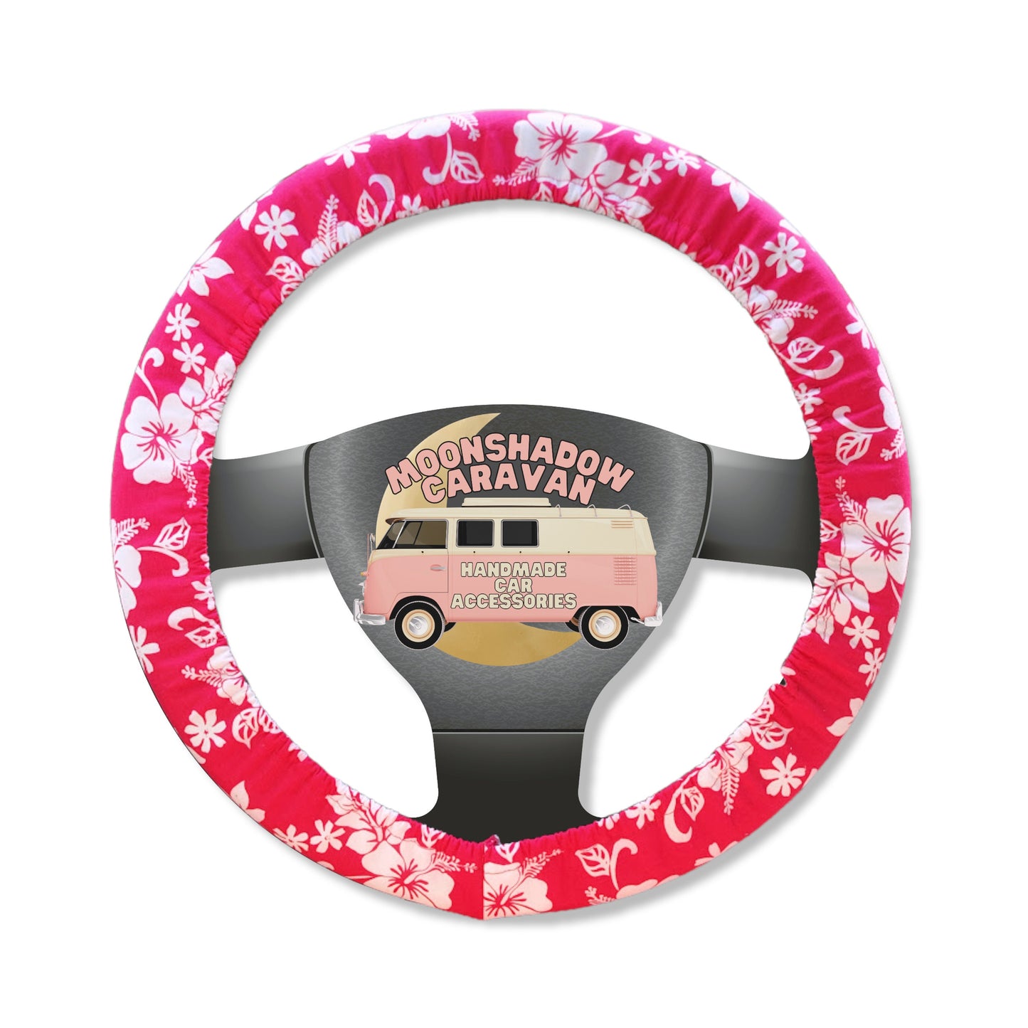 Hot Pink Hibiscus Steering Wheel Cover