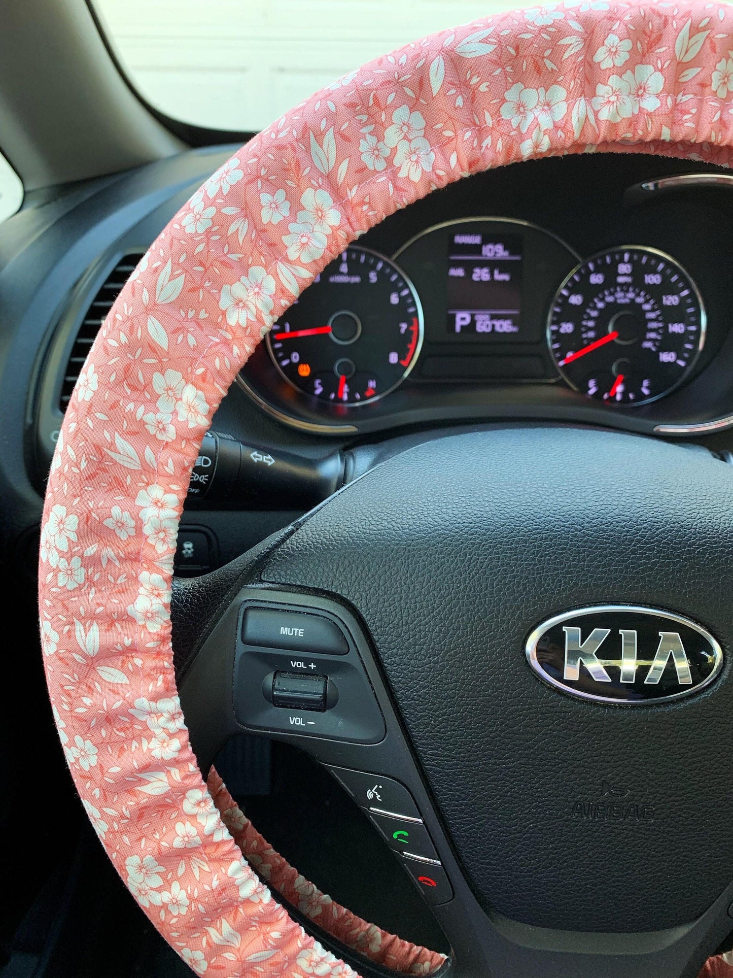 Pink Floral Steering Wheel Cover