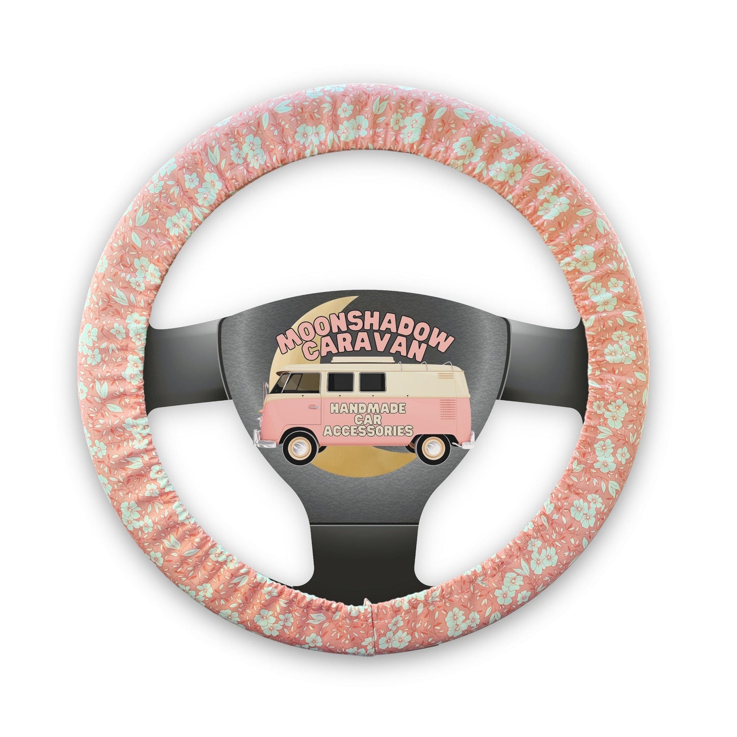 Pink Floral Steering Wheel Cover