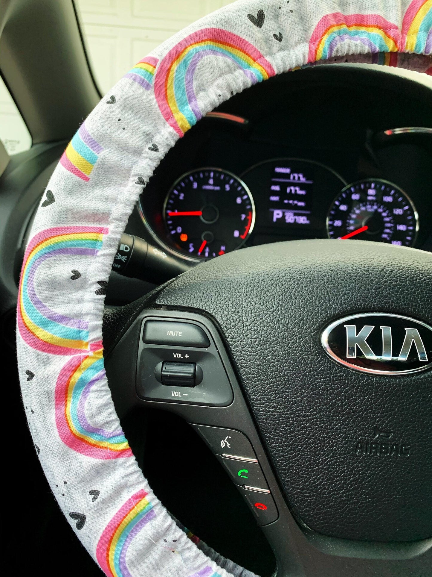 Rainbow Heart Steering Wheel Cover