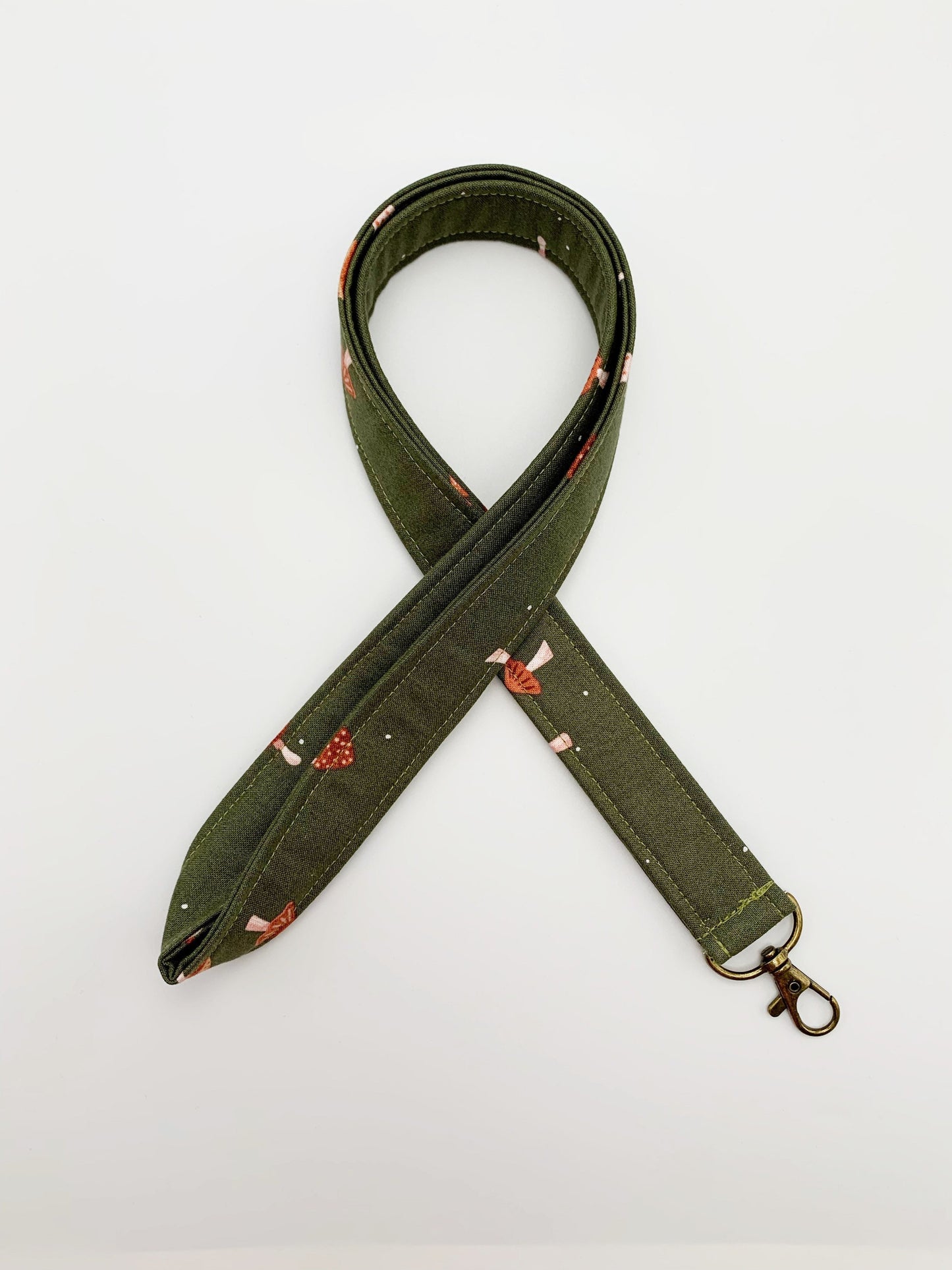 Olive Green Mushroom Lanyard ID Badge Holder