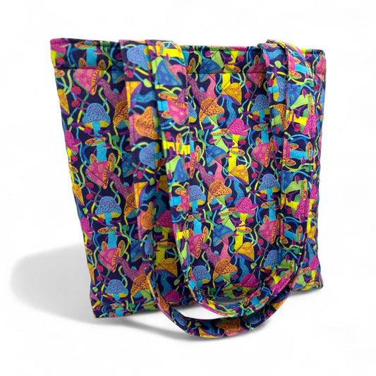Psychedelic Mushroom Quilted Tote Bag