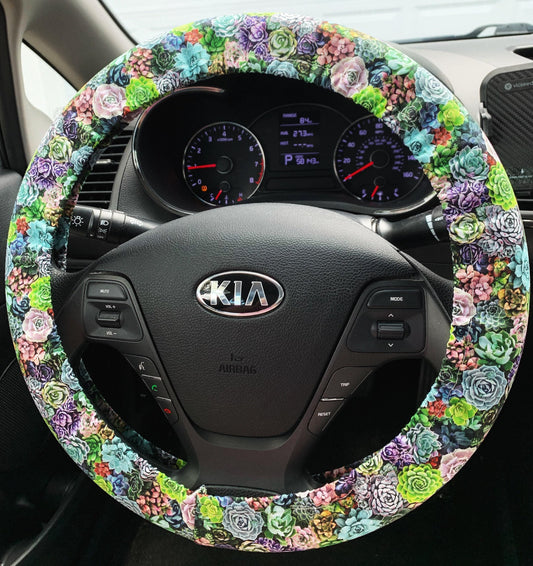 Succulent Plant Steering Wheel Cover