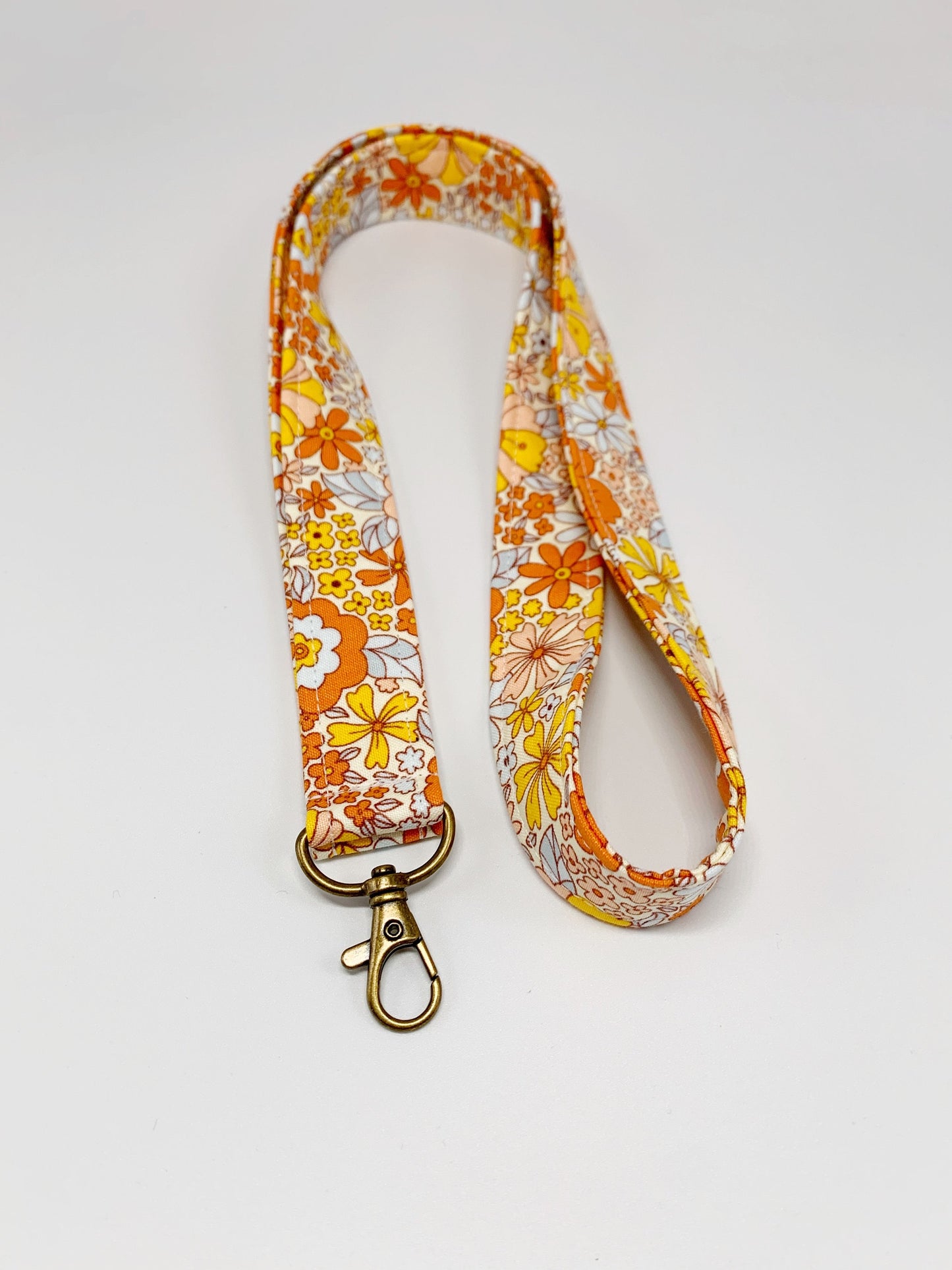 Orange Floral Lanyard Badge Holder