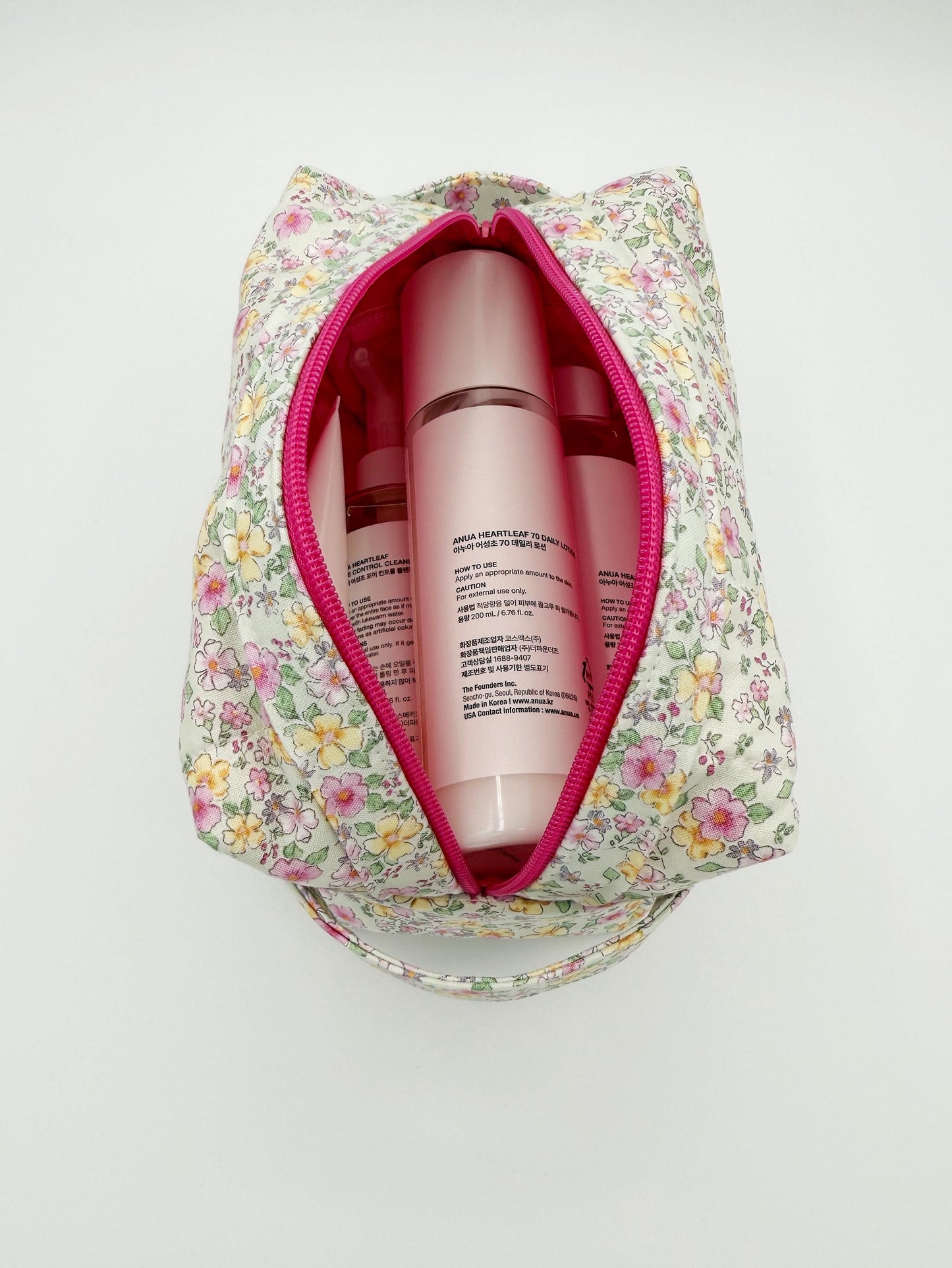 Vintage Style Floral Quilted Boxy Bag, Medium Size Makeup Case