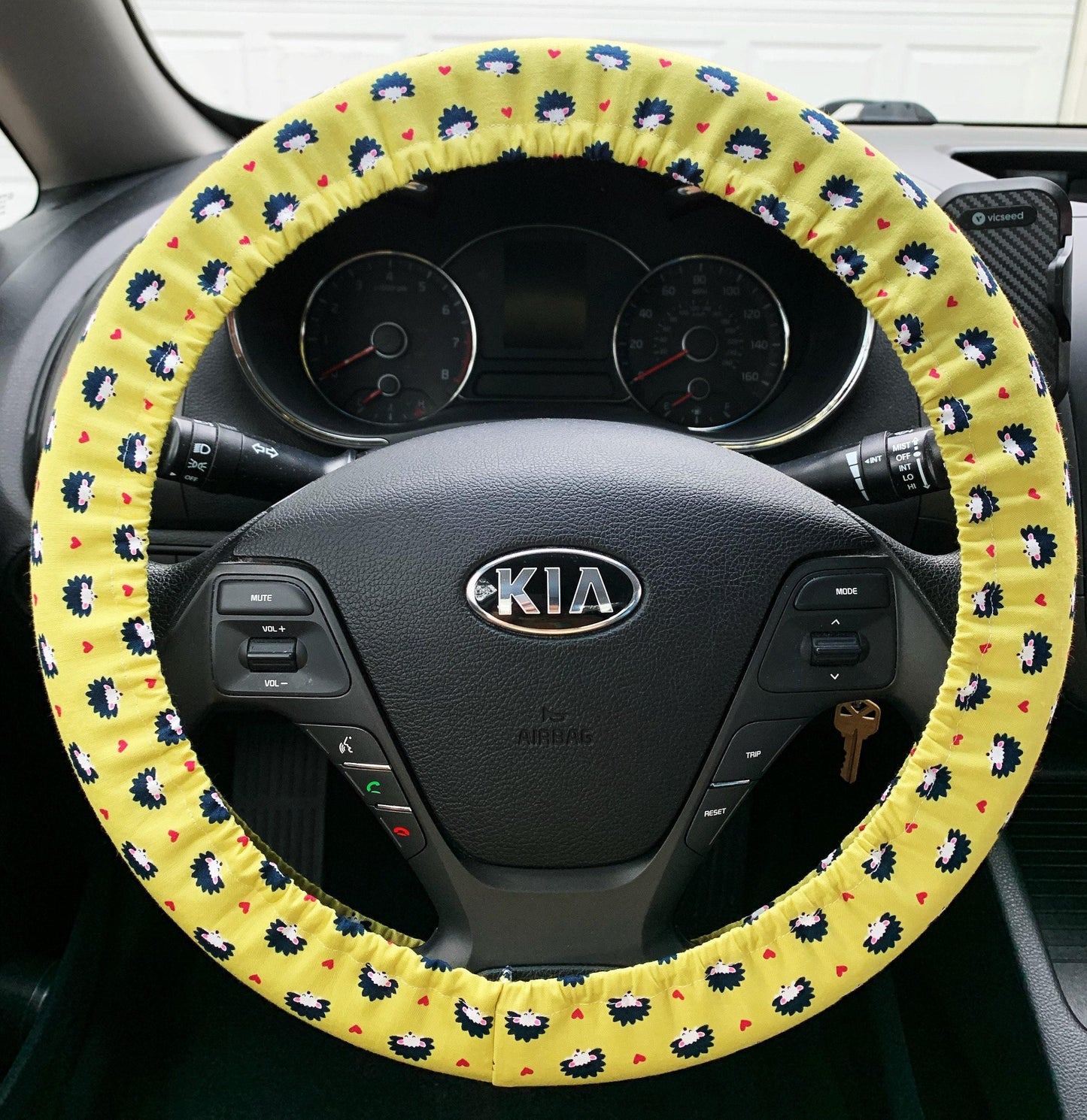Green Hedgehog Steering Wheel Cover
