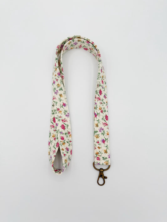 Cream Wildflower Lanyard Badge Holder