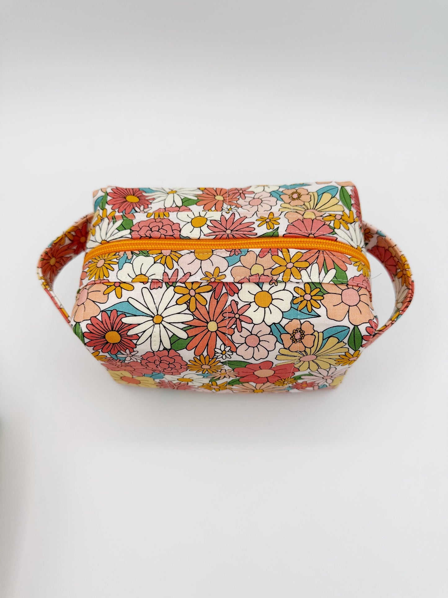 Flower Power Boxy Bag, Makeup Toiletry Organizer Bag, Medium Size