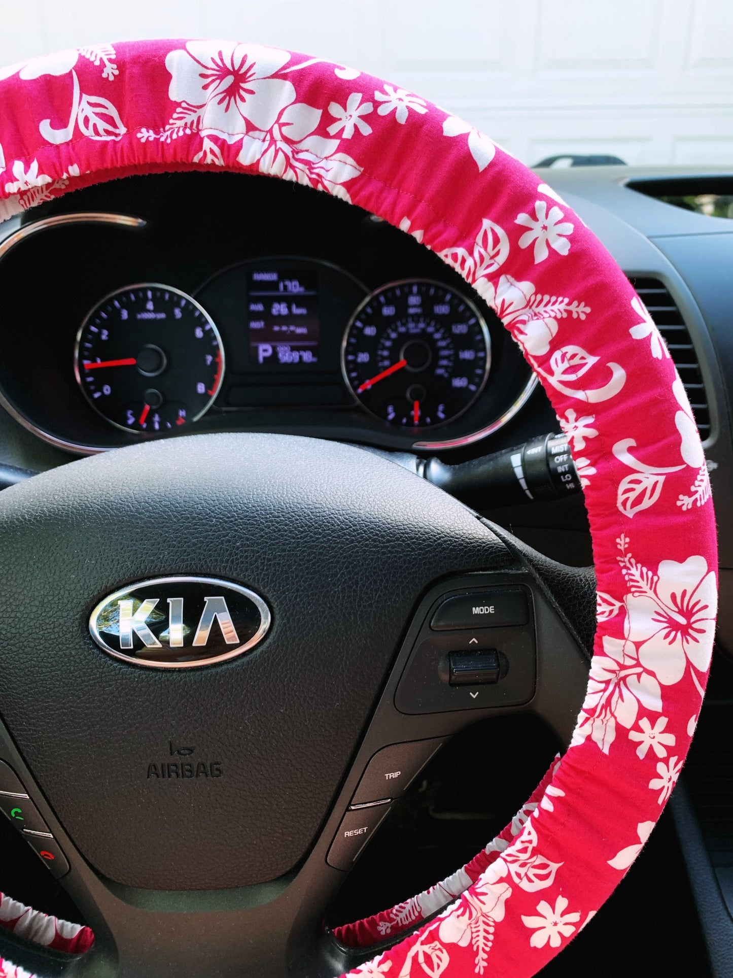 Hot Pink Hibiscus Steering Wheel Cover