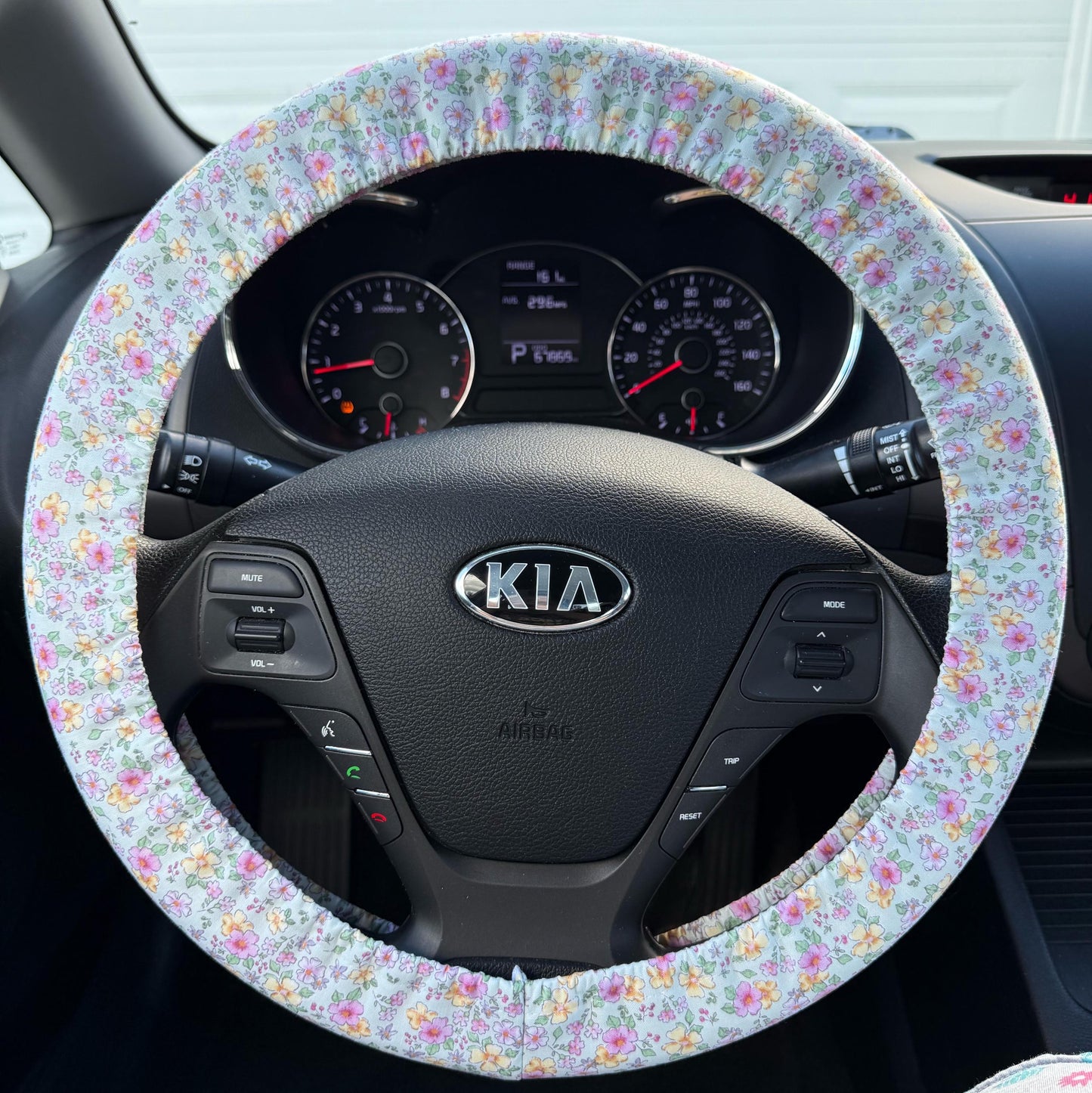 Vintage Calico Floral Steering Wheel Cover