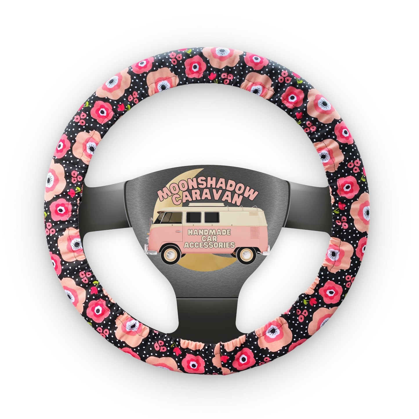 Pink Poppy Steering Wheel Cover