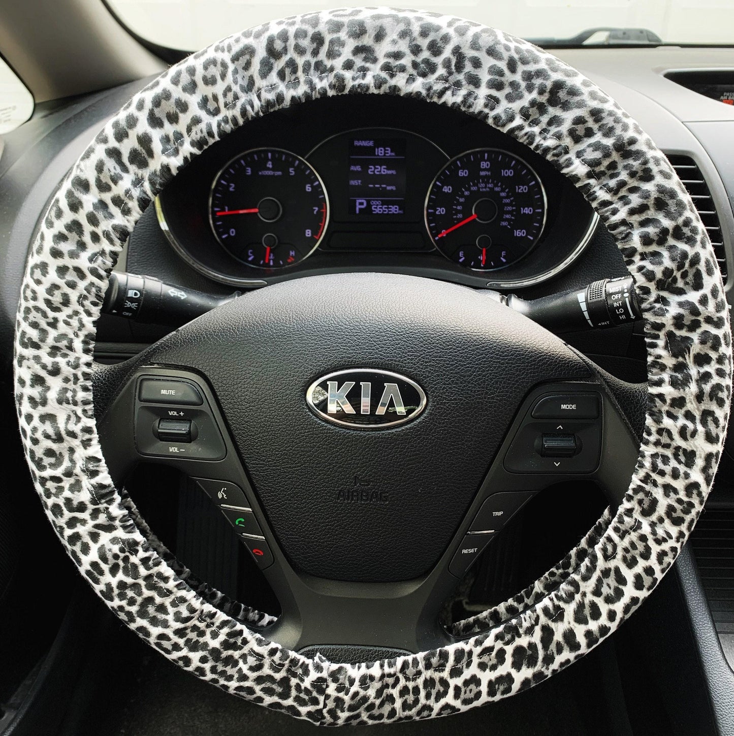 Gray Leopard Steering Wheel Cover