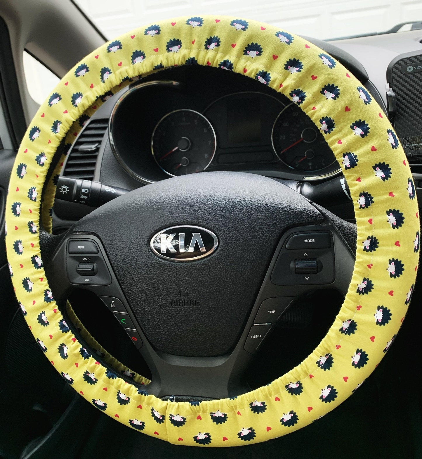 Green Hedgehog Steering Wheel Cover