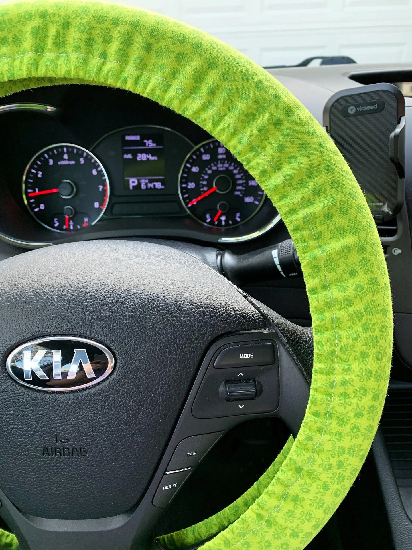 Lime Green Floral Steering Wheel Cover Moonshadow Caravan