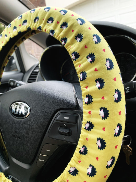 Green Hedgehog Steering Wheel Cover