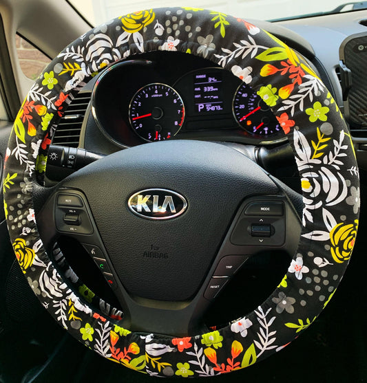 Neon Flower Steering Wheel Cover