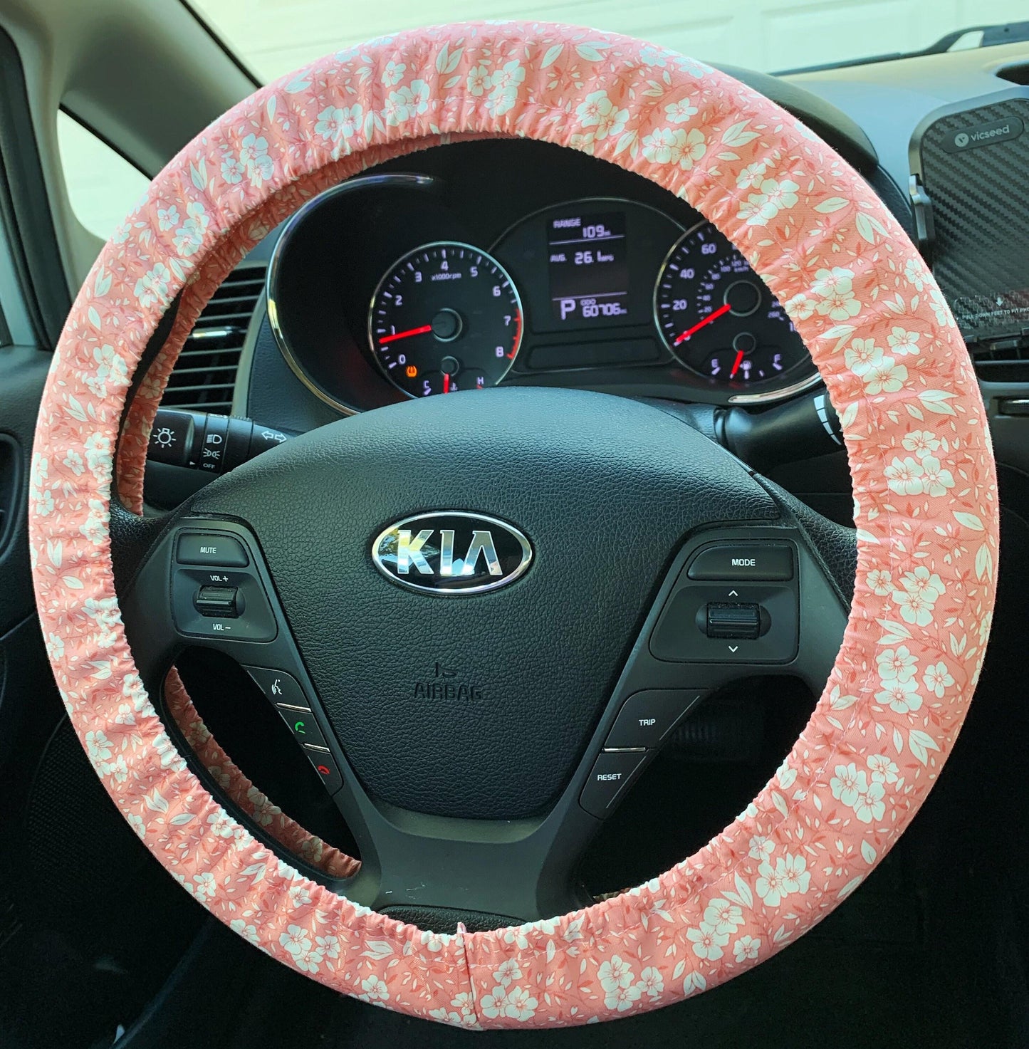 Pink Floral Steering Wheel Cover