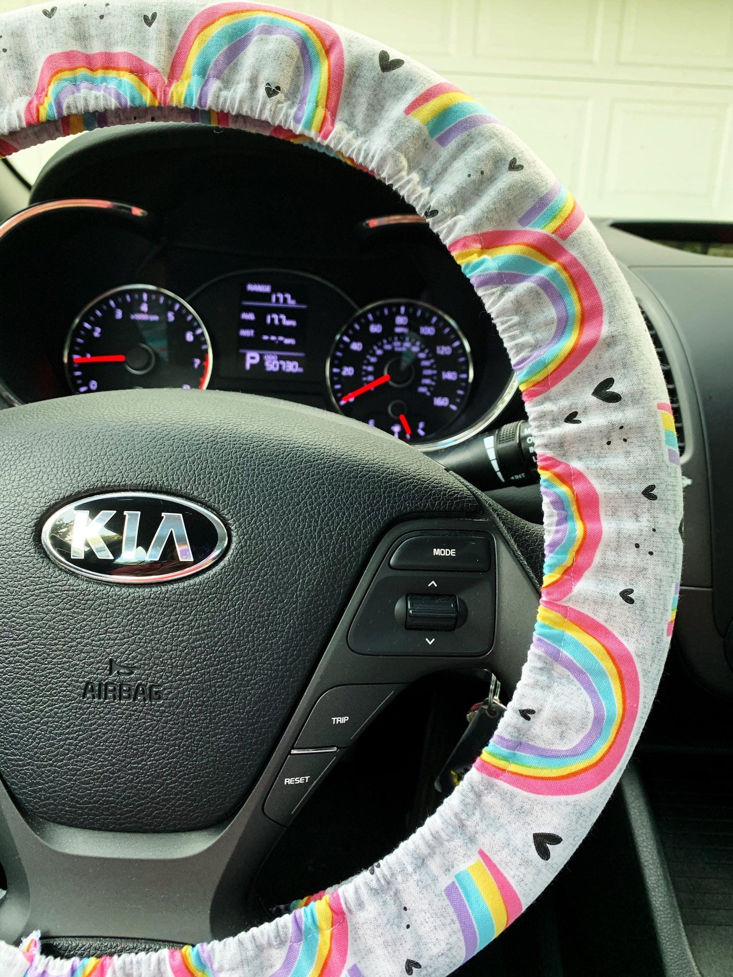 Rainbow Heart Steering Wheel Cover