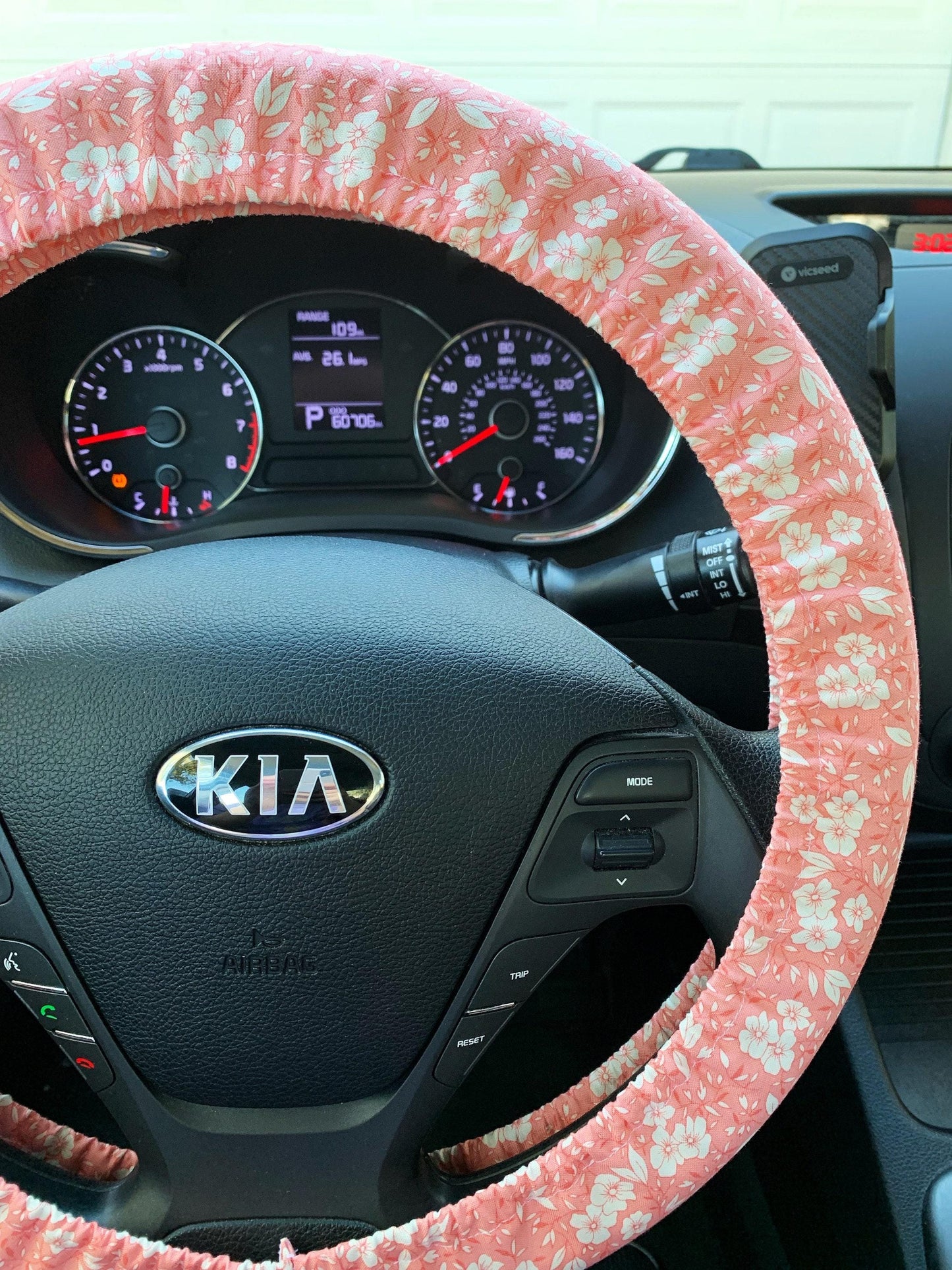 Pink Floral Steering Wheel Cover