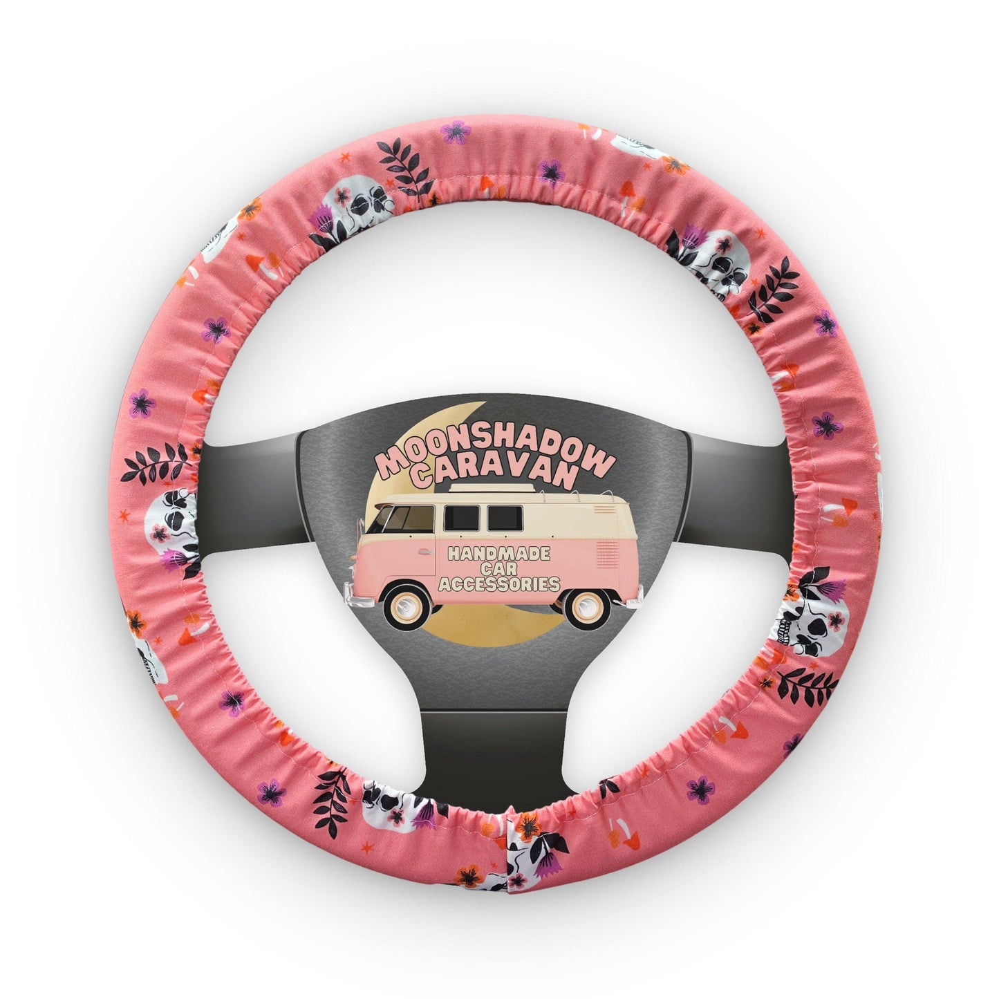 Pink Skull Mushroom Steering Wheel Cover