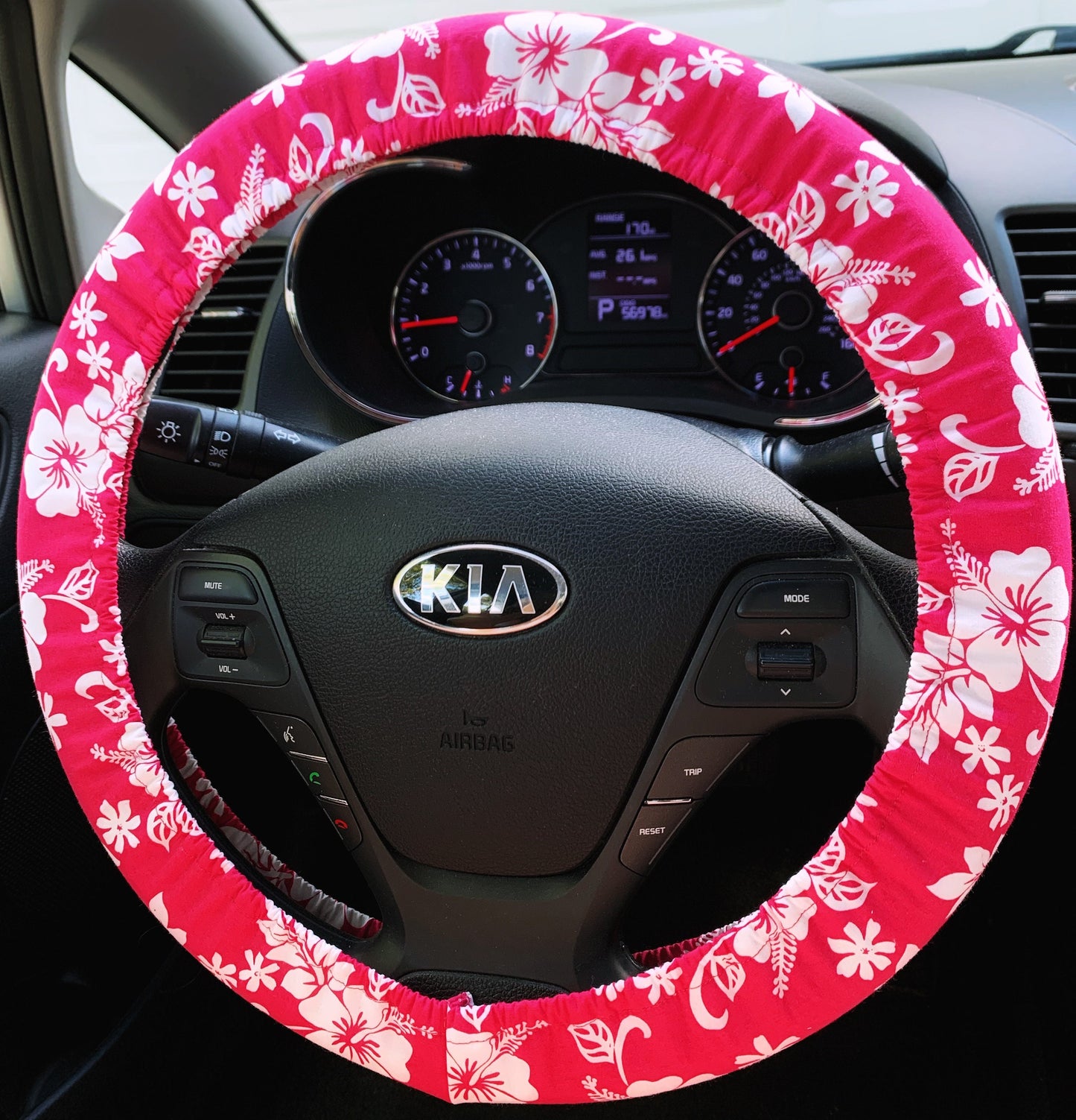 Hot Pink Hibiscus Steering Wheel Cover