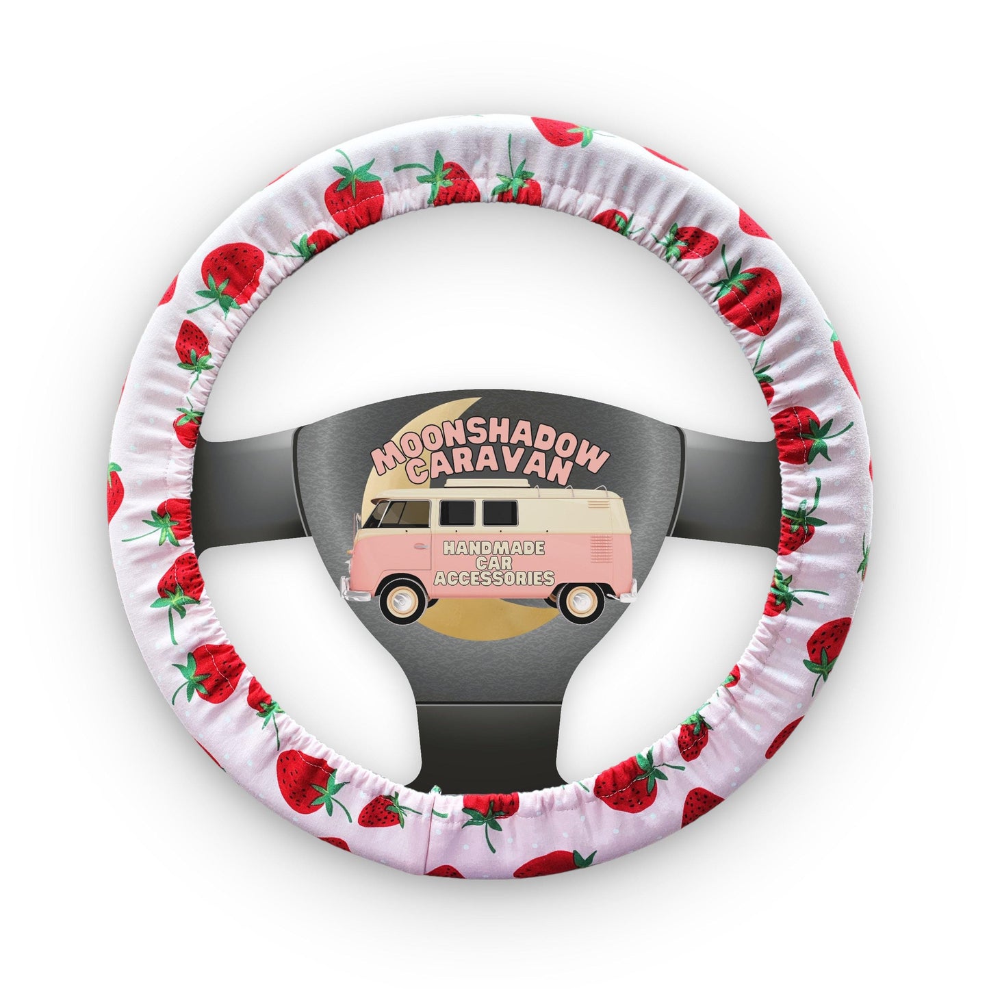 Light Pink Dot Strawberry Steering Wheel Cover