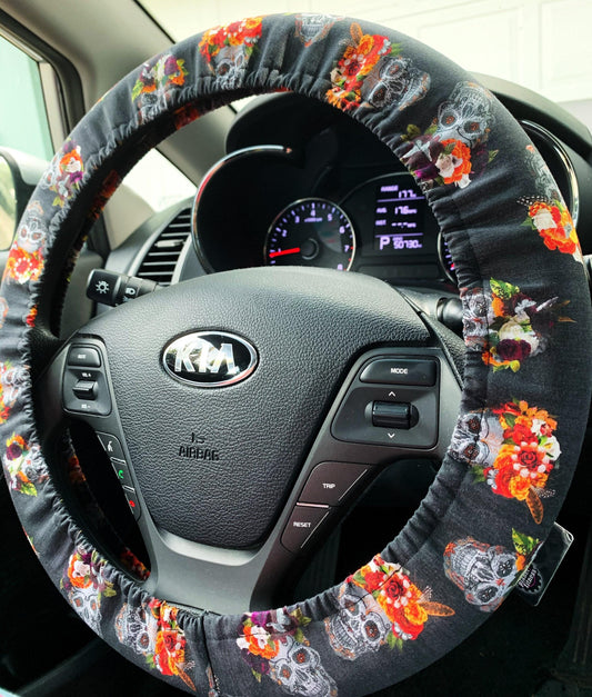 Day of the Dead Sugar Skull Steering Wheel Cover