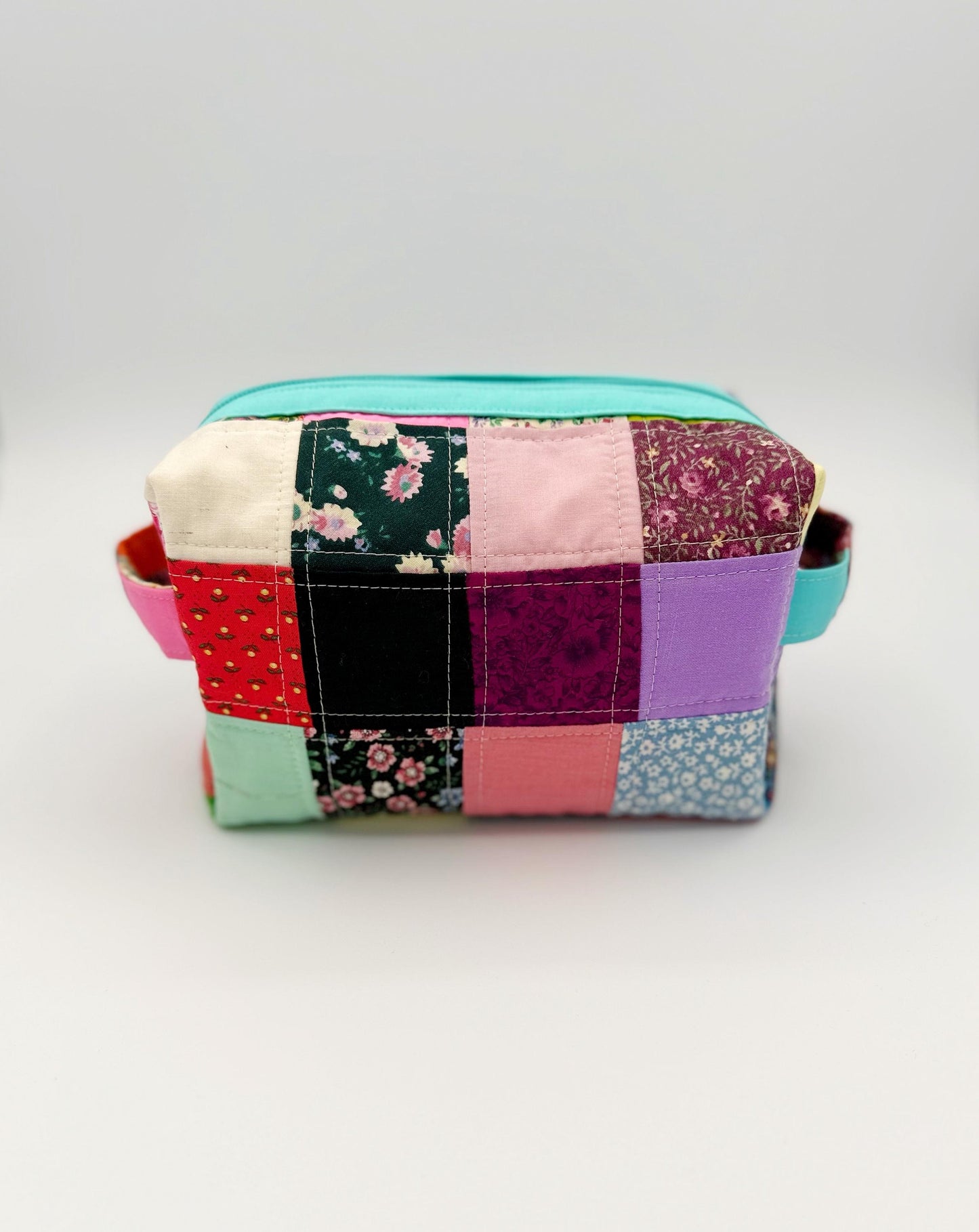 Patchwork Boxy Bag, Cosmetic, Makeup or Everything Bag
