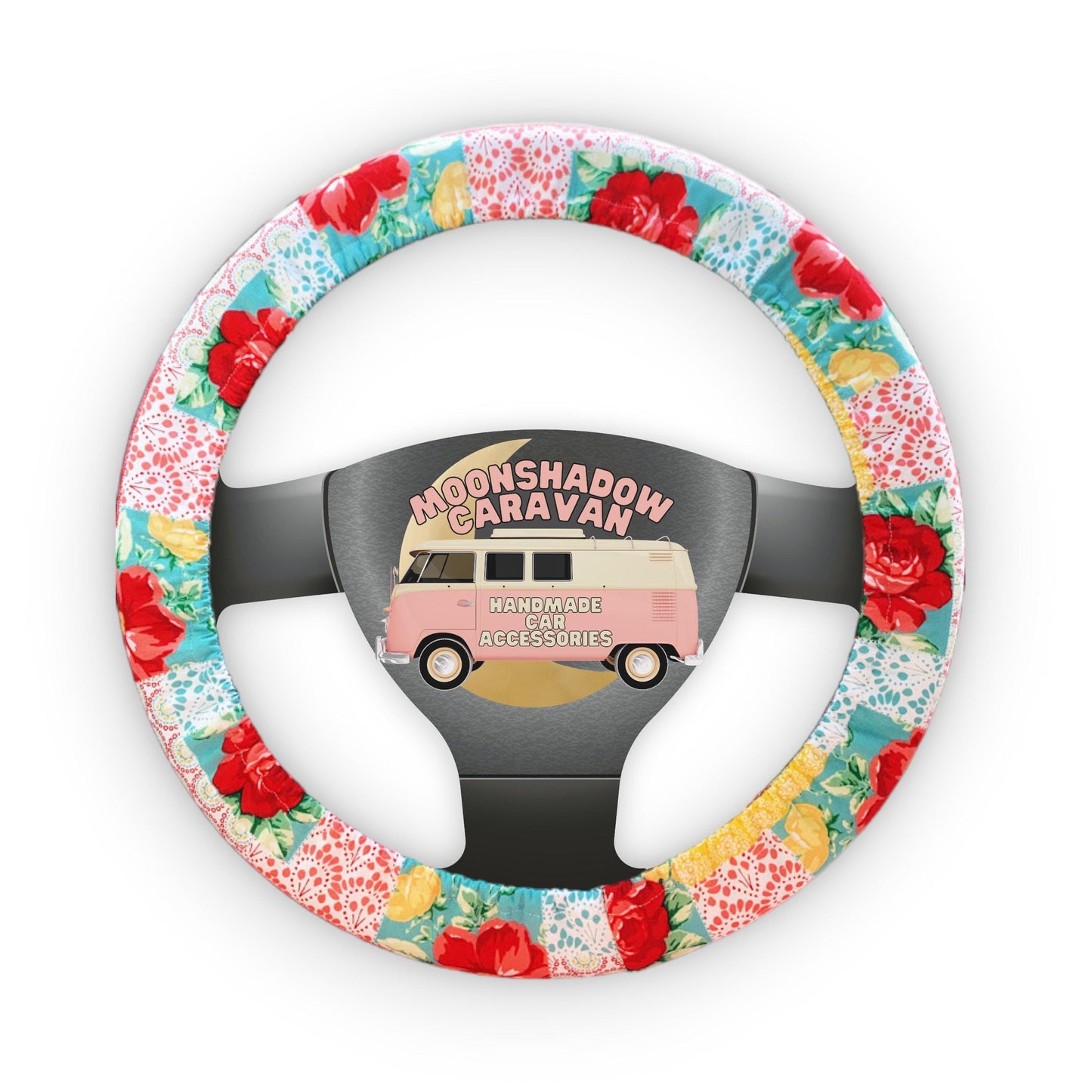 Rose Patchwork Steering Wheel Cover