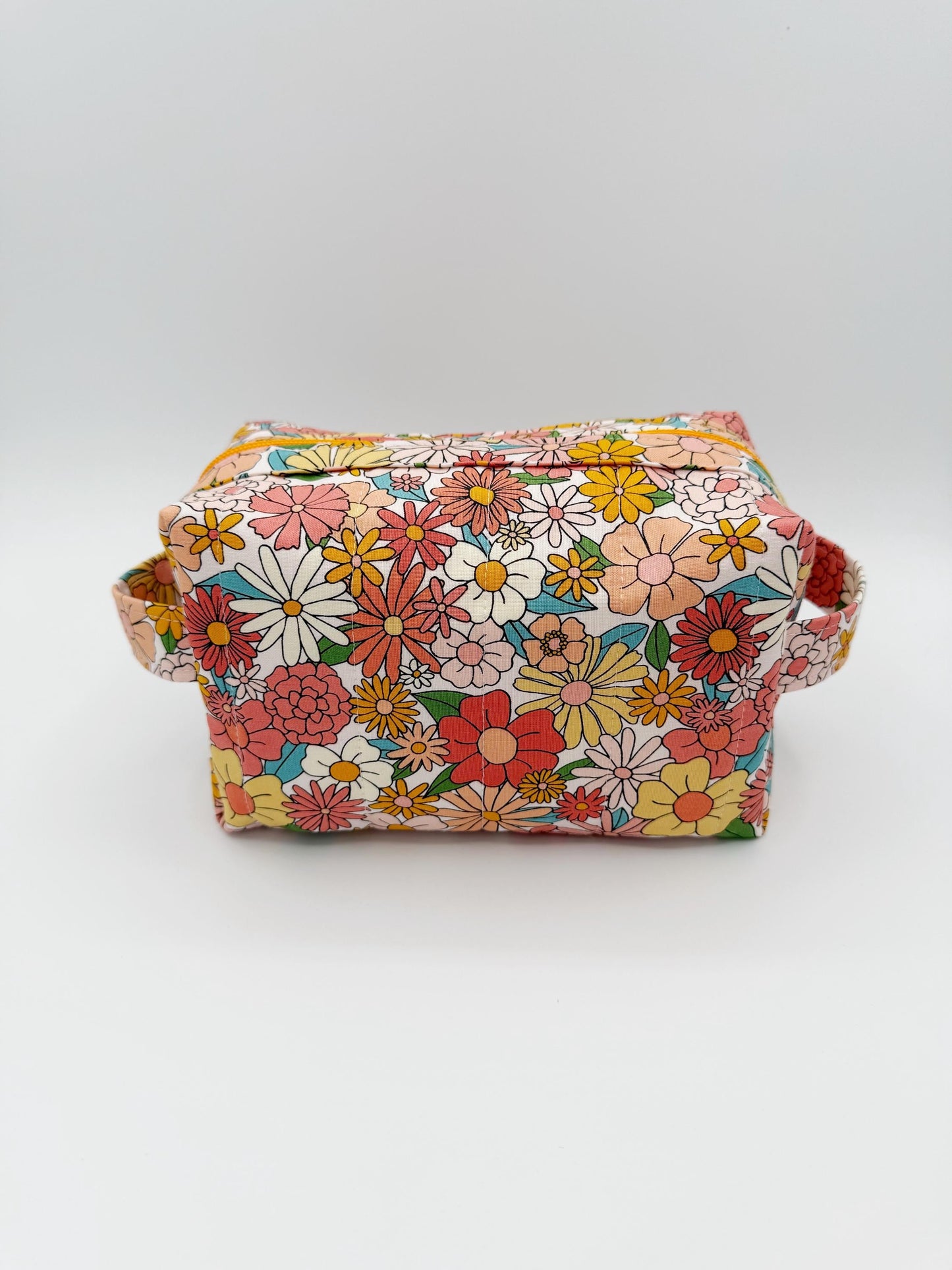 Flower Power Boxy Bag, Makeup Toiletry Organizer Bag, Medium Size