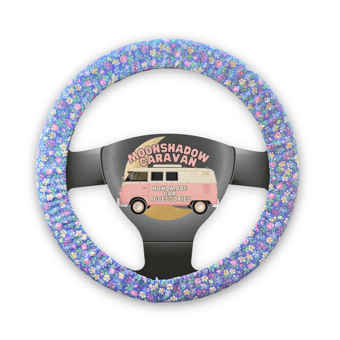 Purple Floral Steering Wheel Cover