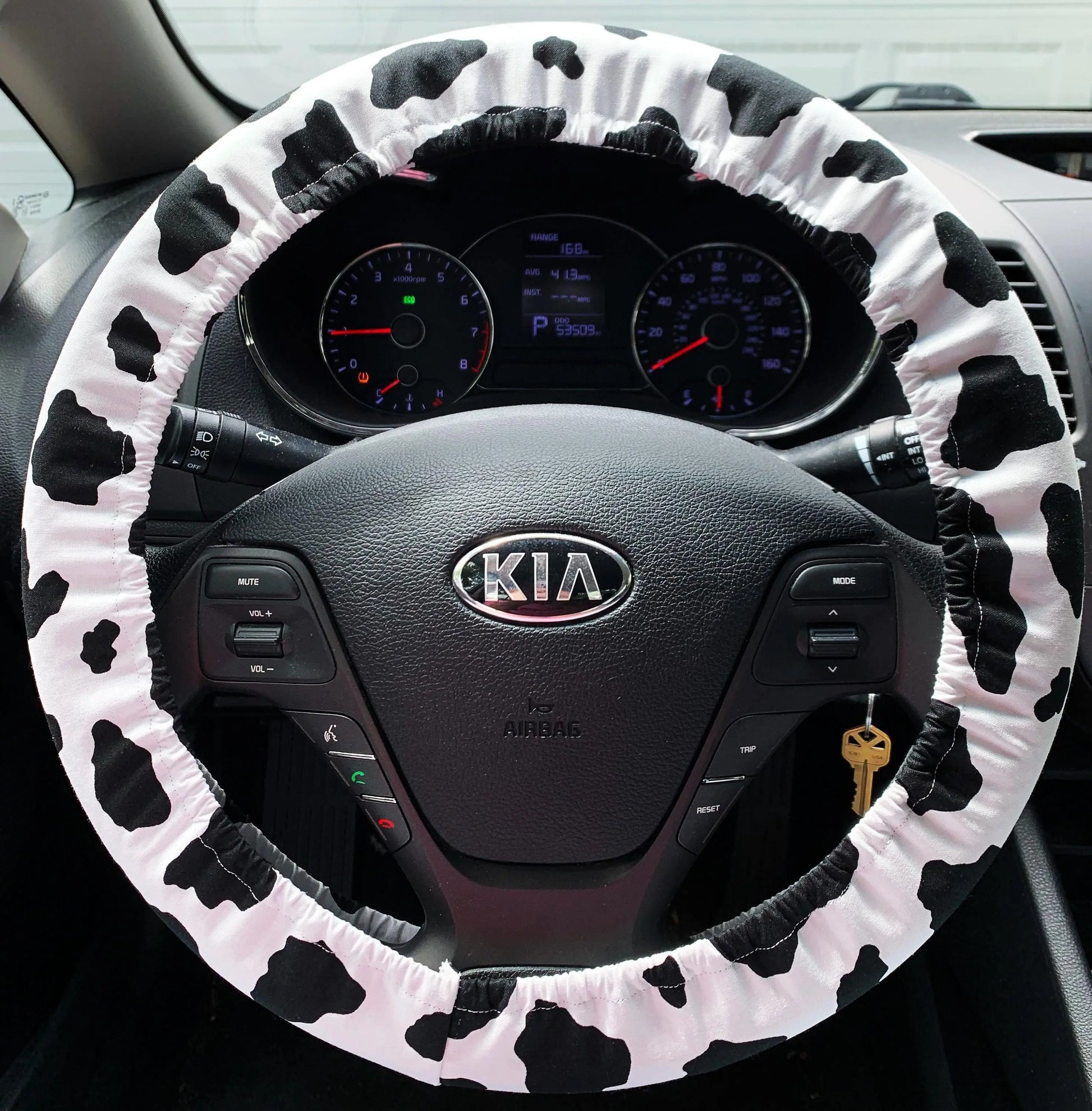 Cow Print Steering Wheel Cover Moonshadow Caravan